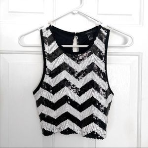 Chevron Sequin Crop Top